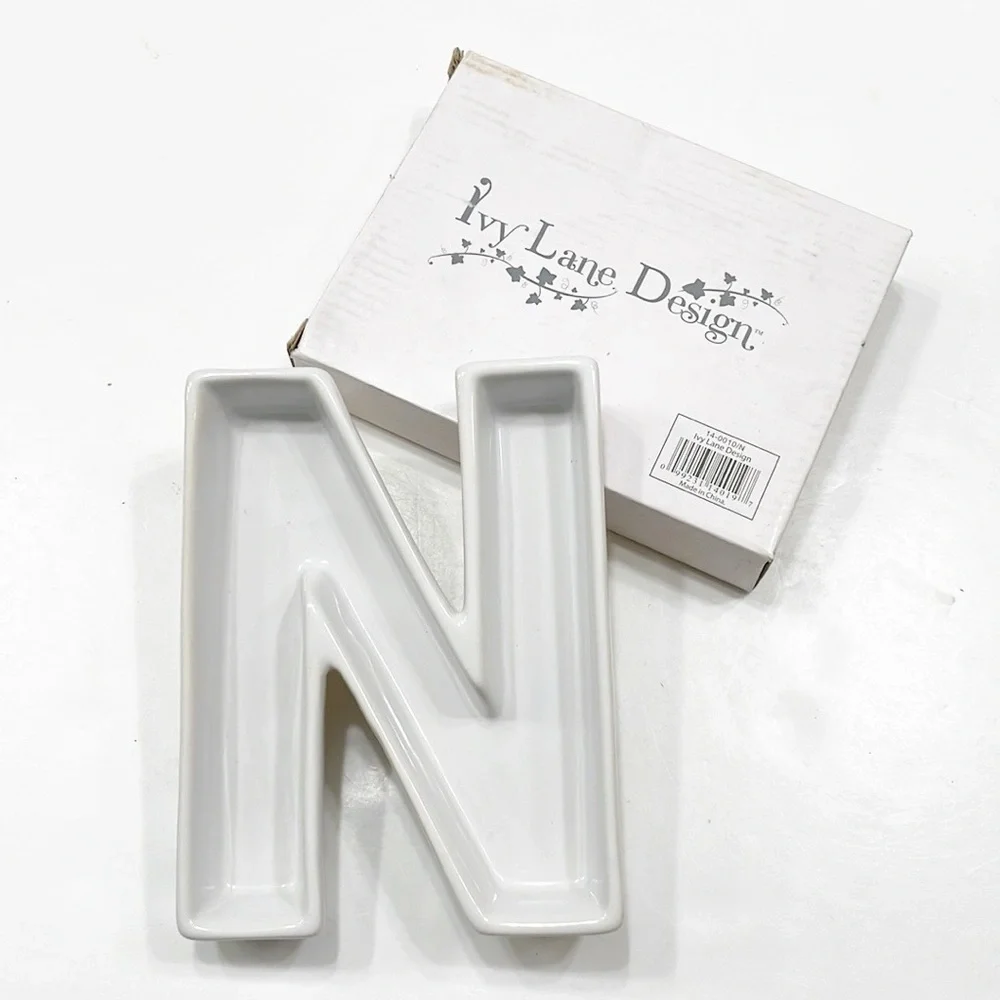 Ivy Lane Design letter N ceramic candy dish / charcuterie board
